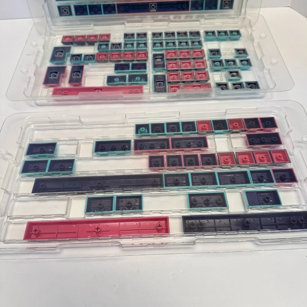 Shurikey Gear Double Shot Keycap Set Purple Pink Teal for Cherry MX 167 Keys